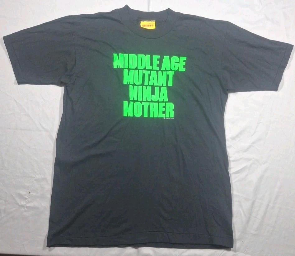 Vintage Middle Age Mutant Ninja Mother Shirt Women’s XL Black Green 90s USA Tee