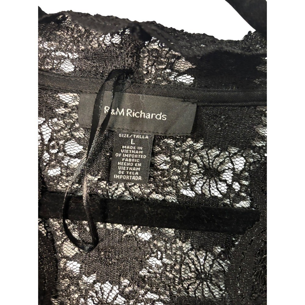 R&M Richards Black Floral Lace Sequin Bolero Shrug Jacket Cropped Cardigan L