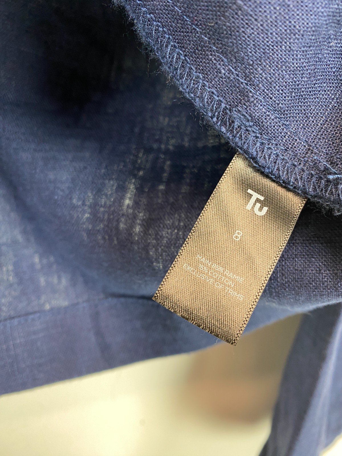 Tu Blue Plain Jacket Collarless Utility Zip Snap Button Pockets UK 8 NEW