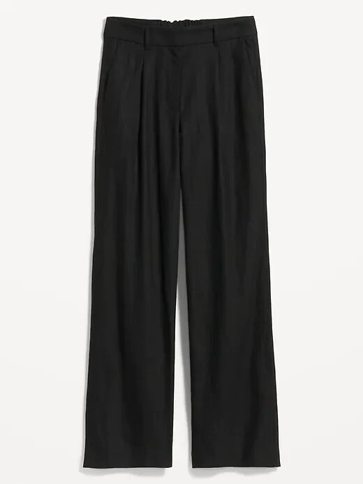 Old Navy Extra High-Wasited Pleated Taylor Wide-Leg Linen Blend Trousers XL
