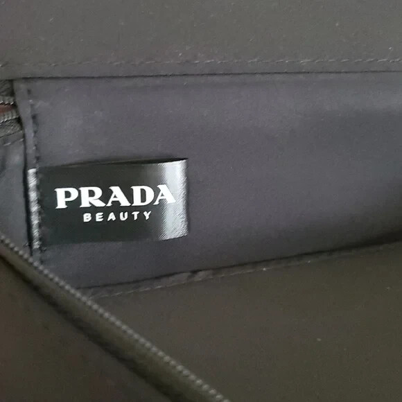 Prada Triangle Clutch Bag Cosmetic Pouch Pink & Black NWT