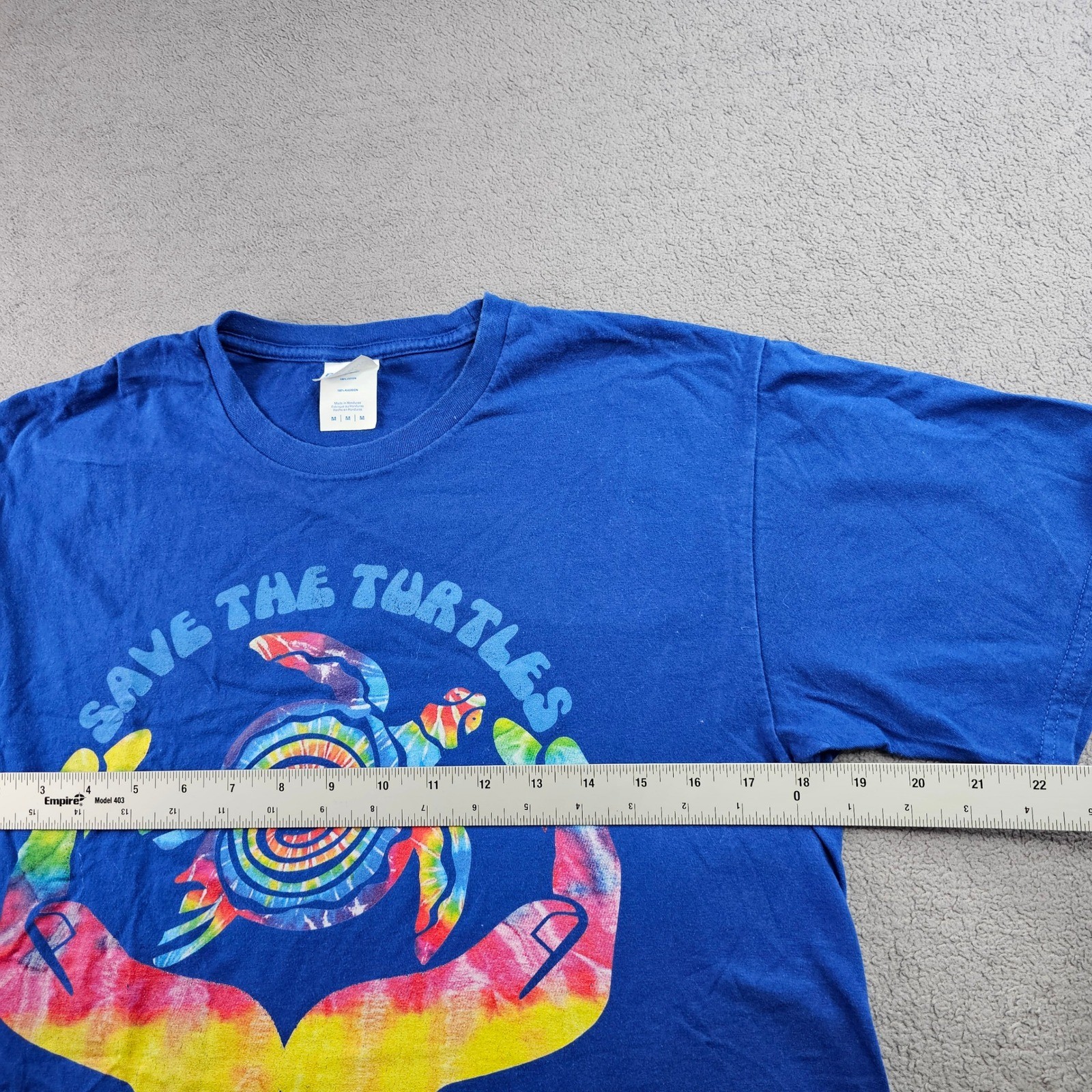 Port & Company T-Shirt Youth M Blue Save The Turtles Graphic Crew Neck Pullover