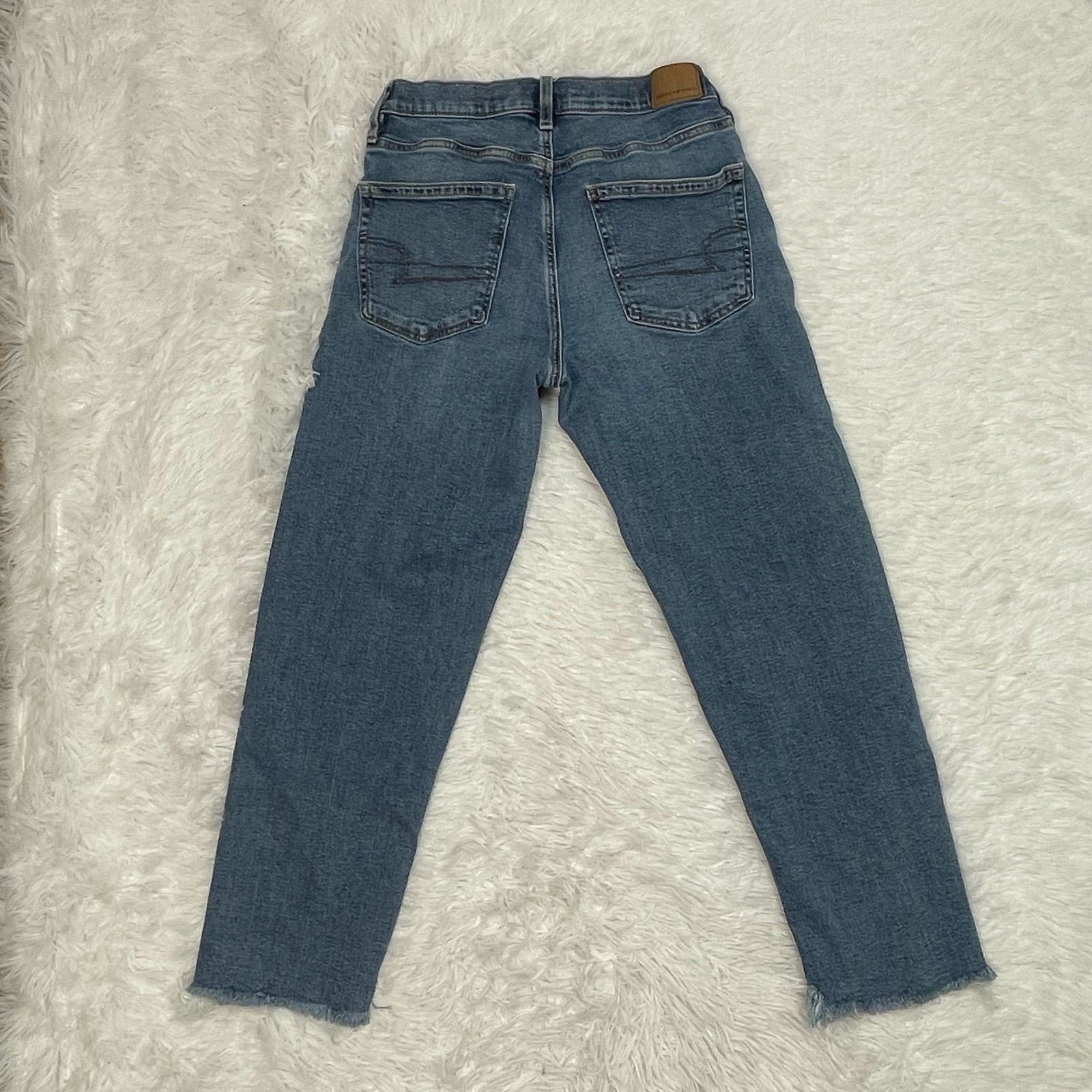 American Eagle 90s Straight Leg Crop Jeans Women’s Size 2 Long Blue Denim Loose