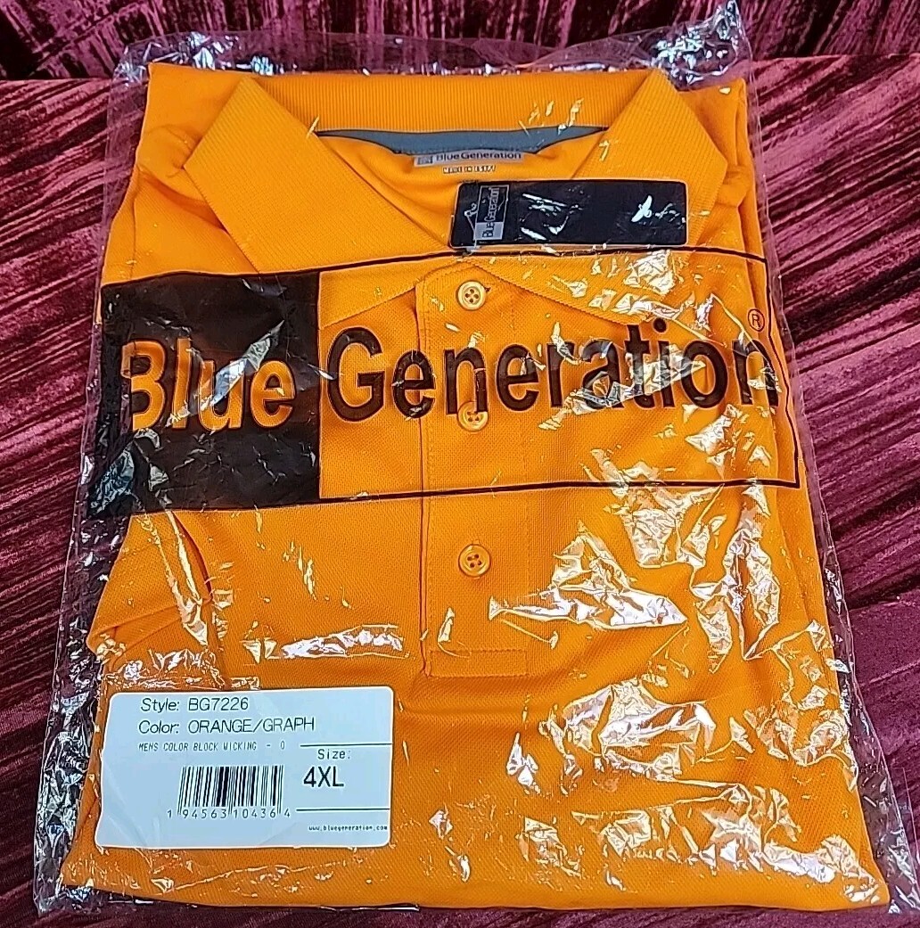 new nwt Blue Generation Polo orange BG7226 king size men’s 4xl xxxxl 3 button
