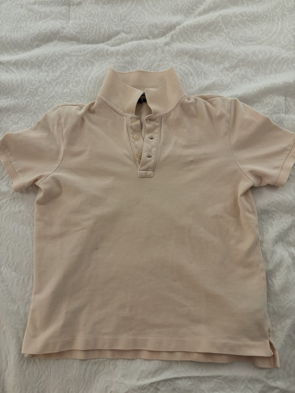 Lauren Ralph Lauren Women’s Beige Solid Knit Polo Shirt S Regular Short Sleeve