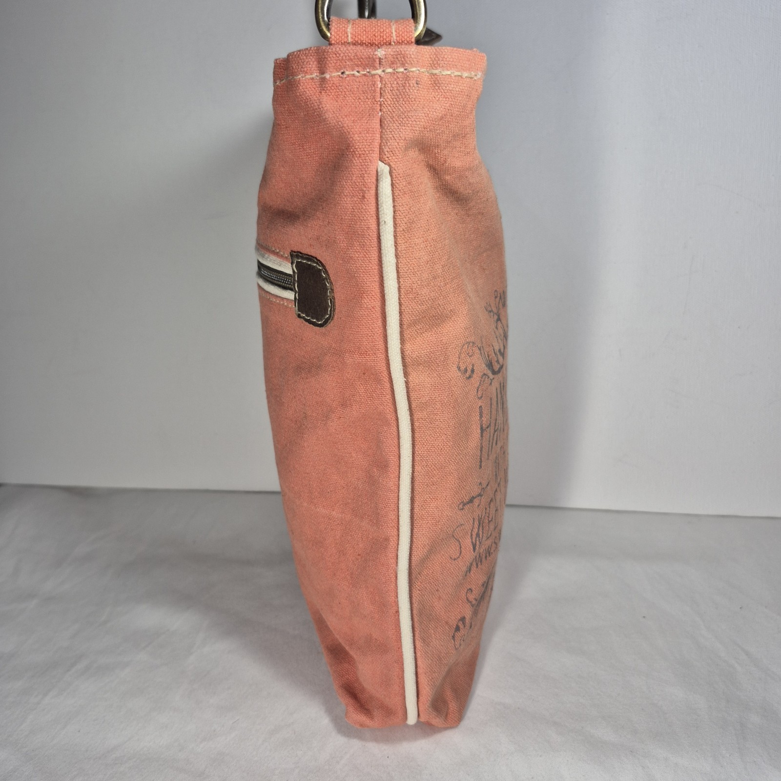 Clea Ray Upcycled Canvas Crossbody Bag Cowhide Handmade With Love Coral Adjust