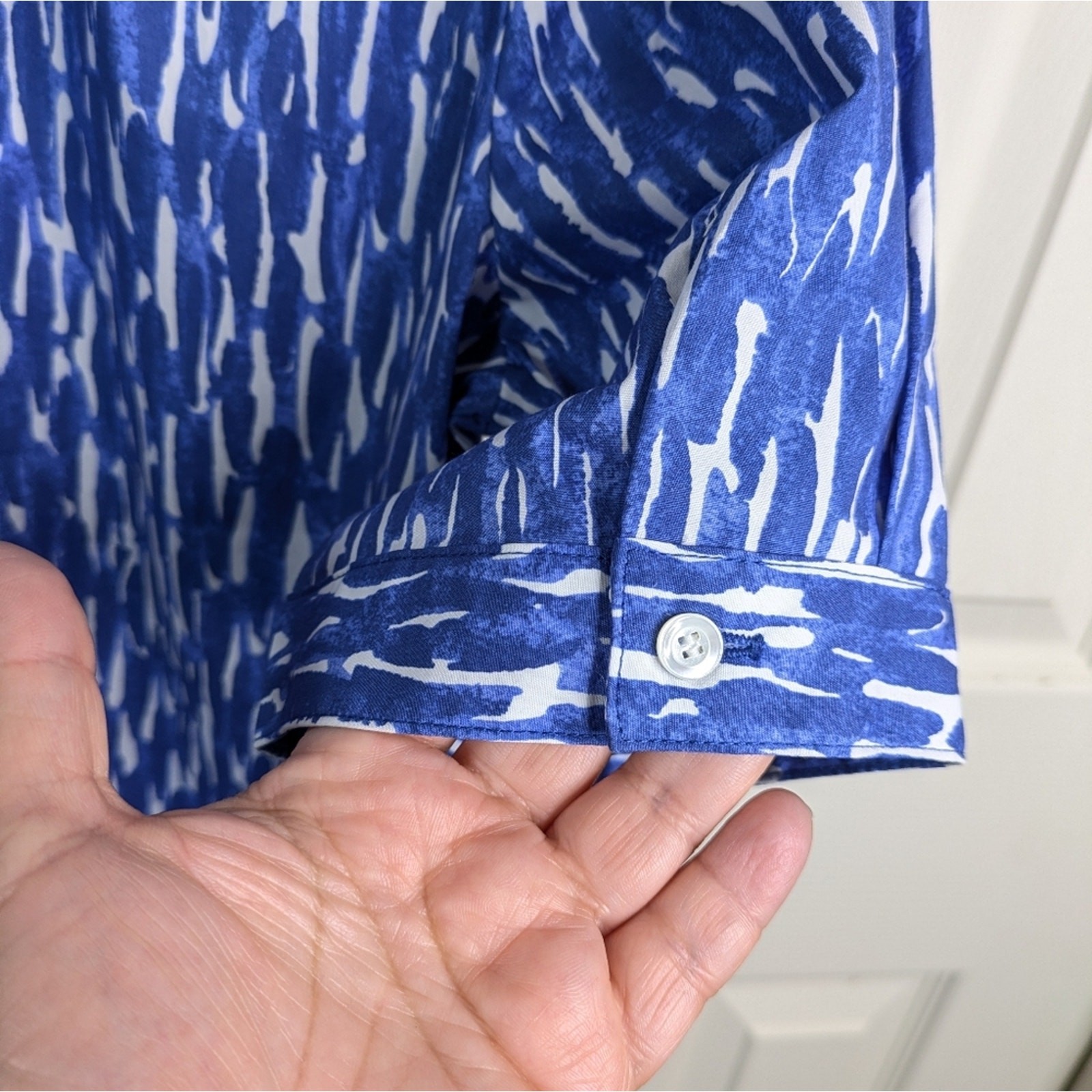 NEW J. McLaughlin Arissa Collared Popover Dress Medium Blue Coastal Preppy Resor