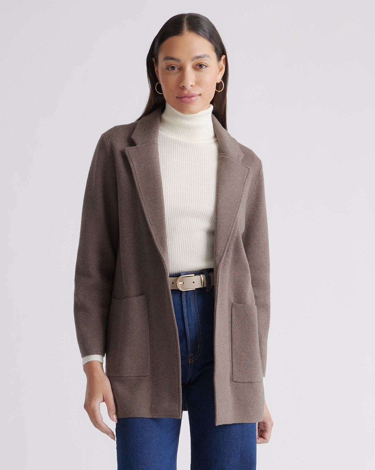 QUINCE NWT $189 Knit 100% Organic Cotton Sweater Blazer Jacket Top Size Small