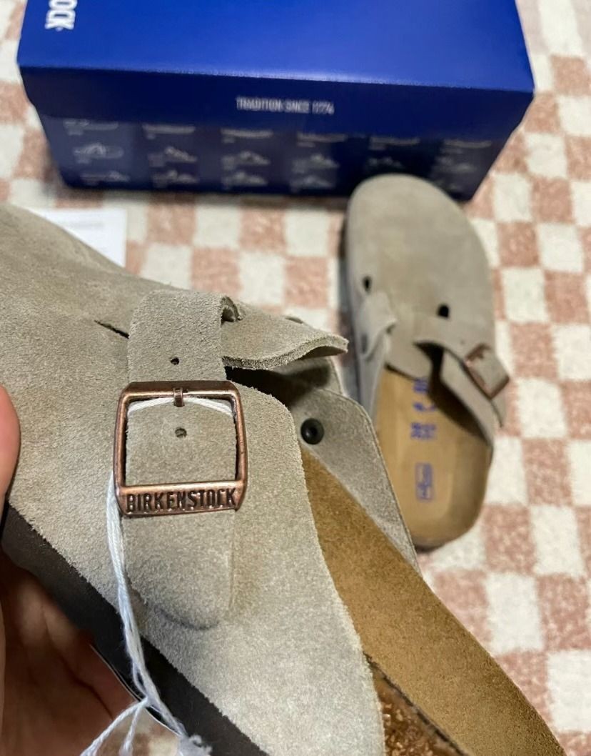 New Birkenstock Boston Suede Leather Soft Footbed Taupe