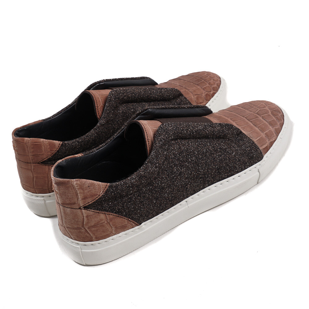 NIB $3600 ISAIA Crocodile and Wool Slip-On Sneakers US 7 (Eu 40) Shoes