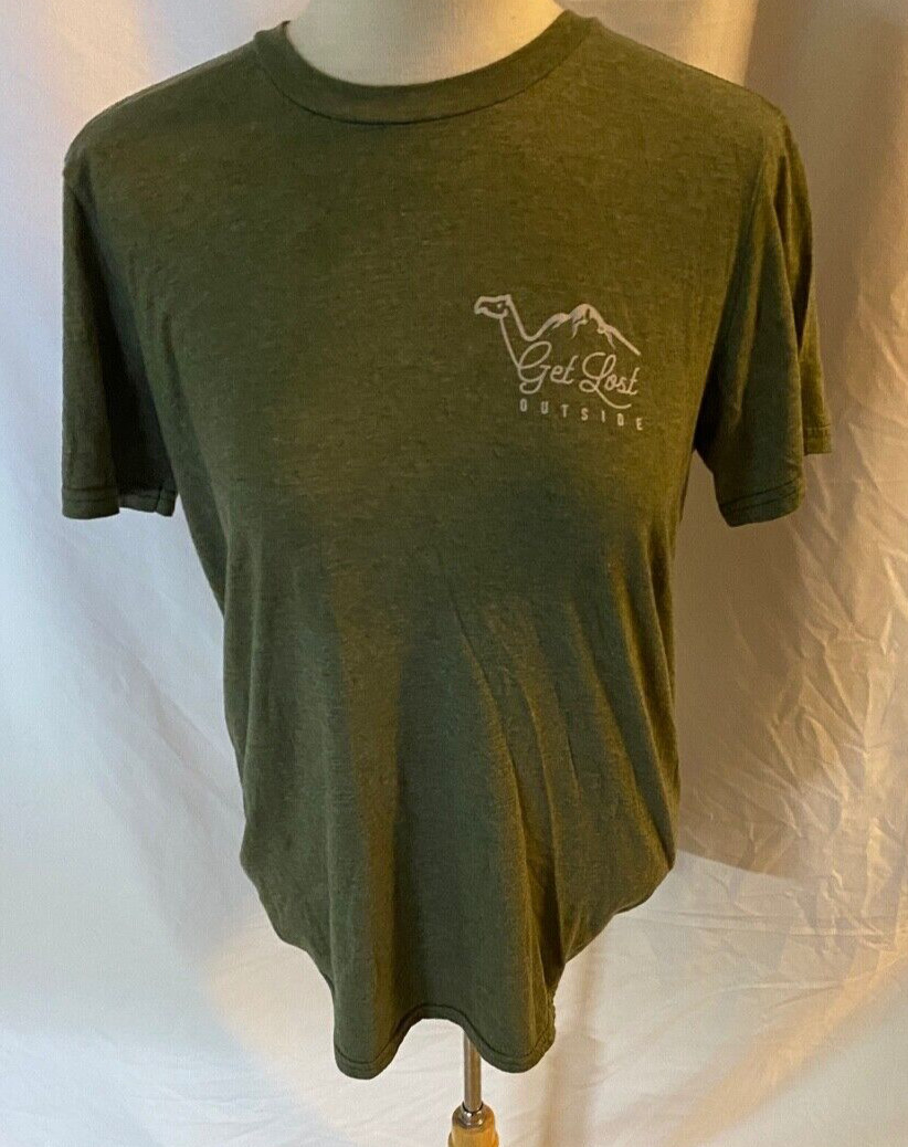 Anvil Women’s Green Medium T-Shirt Get Lost Outside Army Green Crew Neck