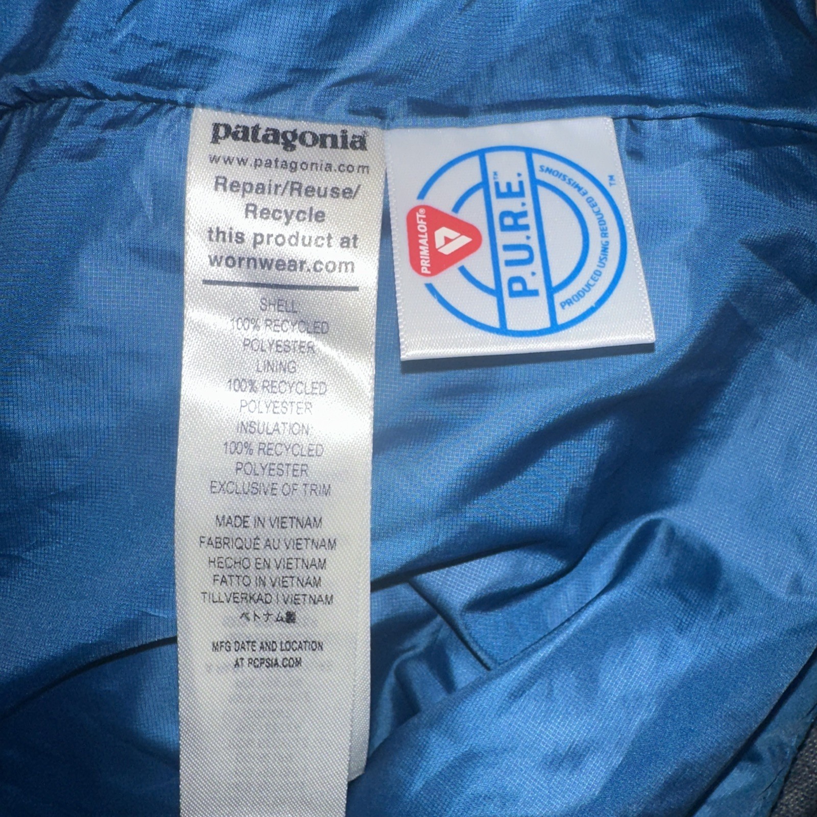 Patagonia Nano Puffer Vest Mens Sz L Blue Quilted Full Zip Outdoor Hiking
