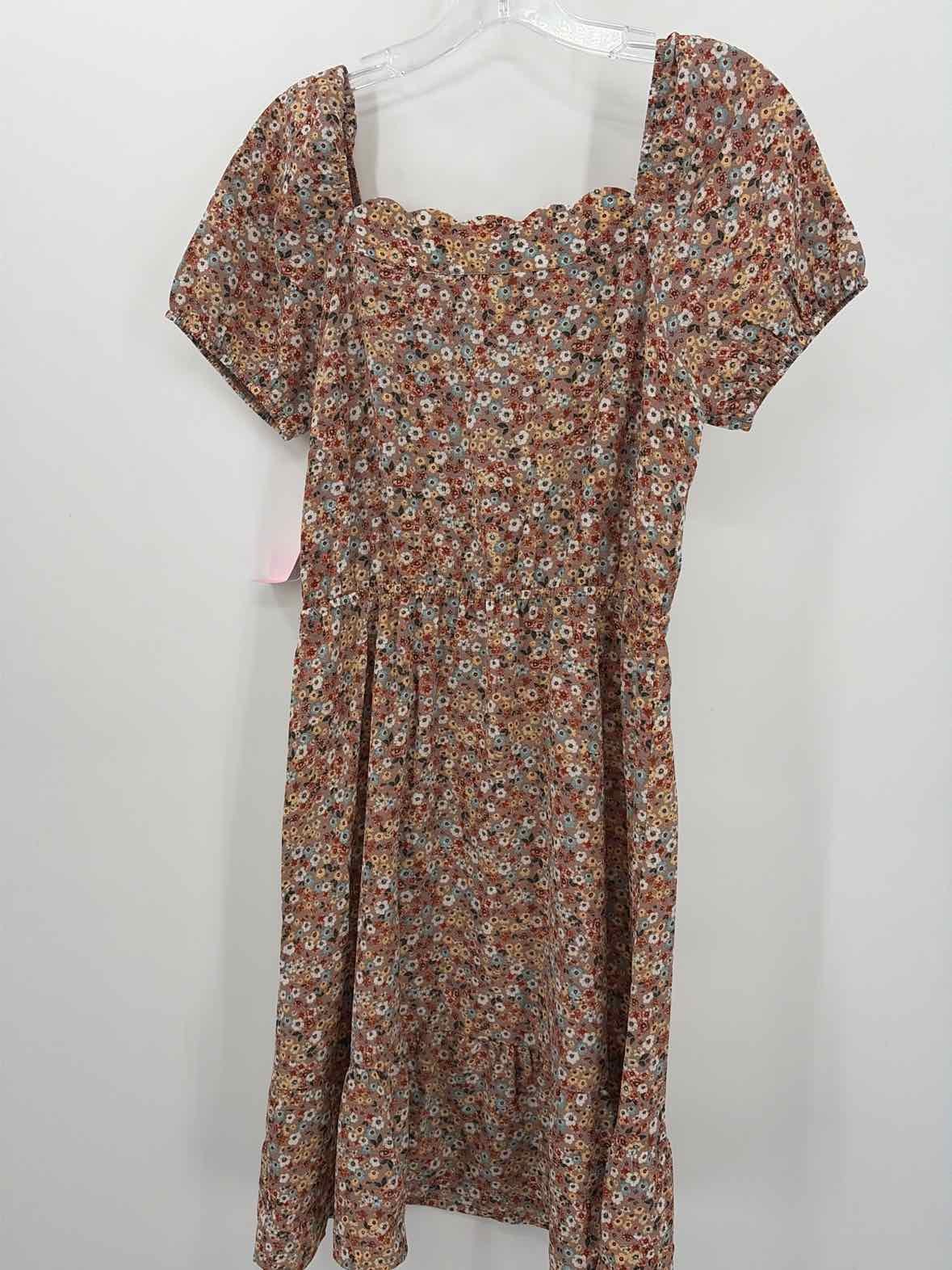 Pre-Owned Monteau Tan Size Medium Knee Length Short Sleeve Dress