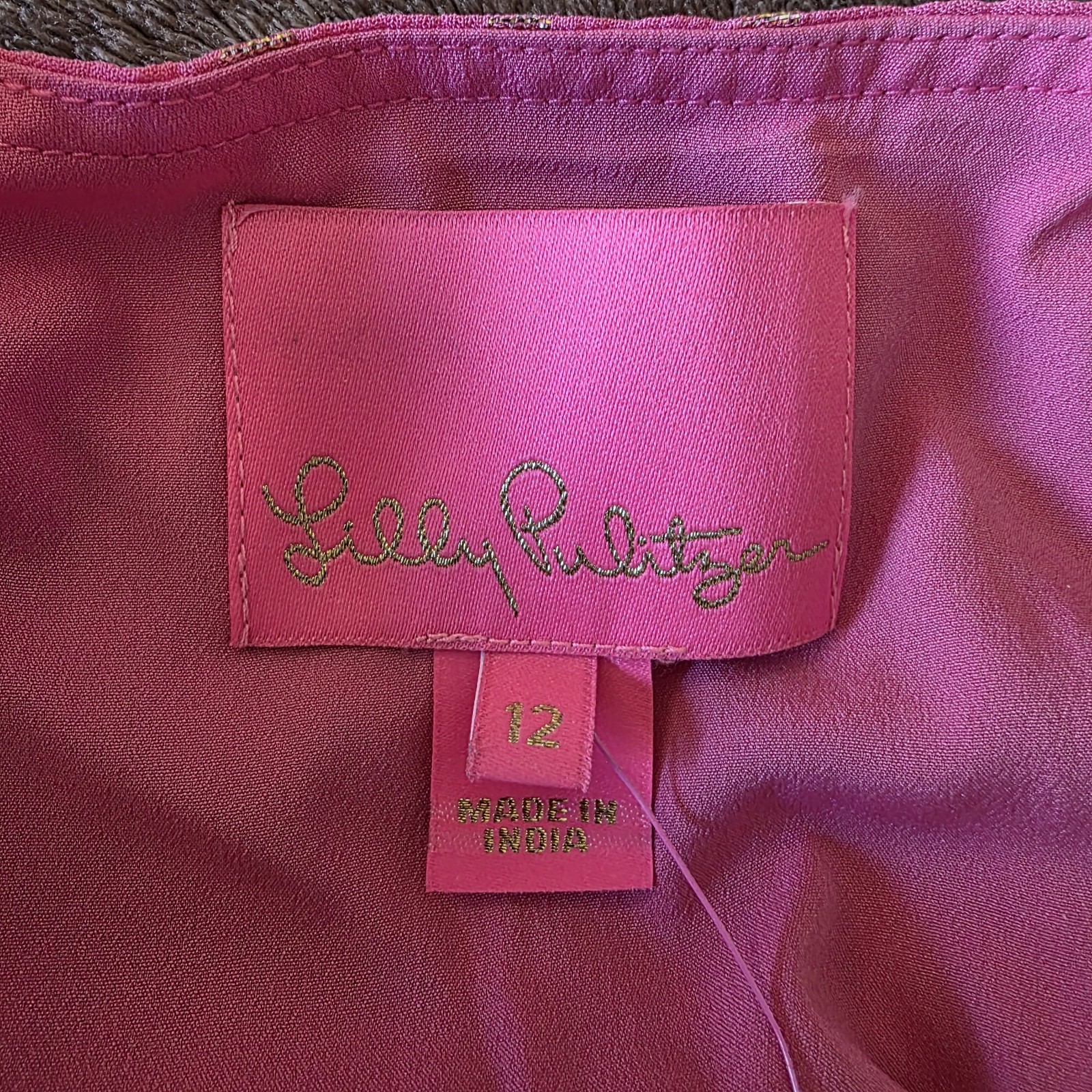 Lilly Pulitzer Cristiana Dress 12 Aura Pink Metallic Clip Dot Ruffle Smocked NWT