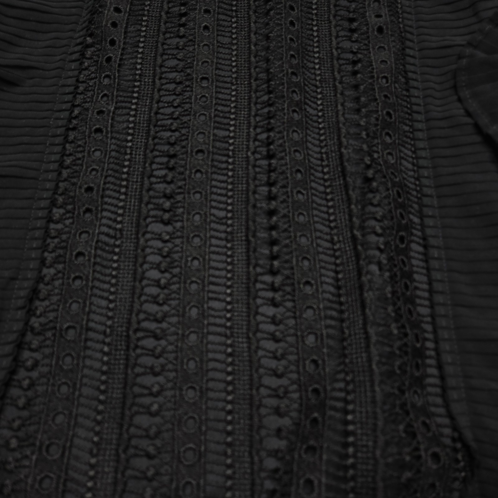 Calligraphie Top Womens Small Black Ruffle Crochet Whimsigoth Balloon Sleeve