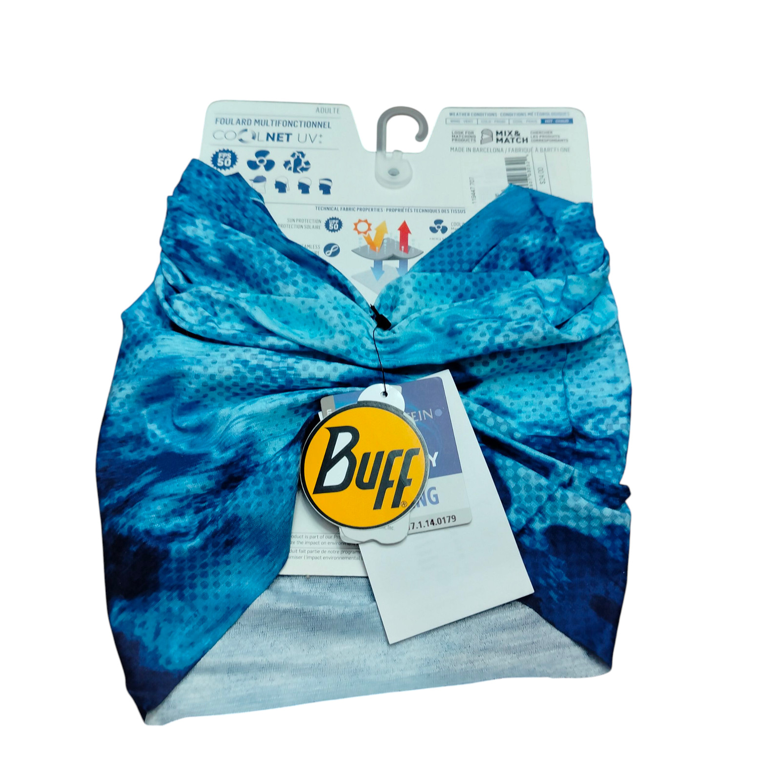 Buff Neck Gaiter Adult One Size Blue CoolNet UV Multifunctional Headwear Fishing