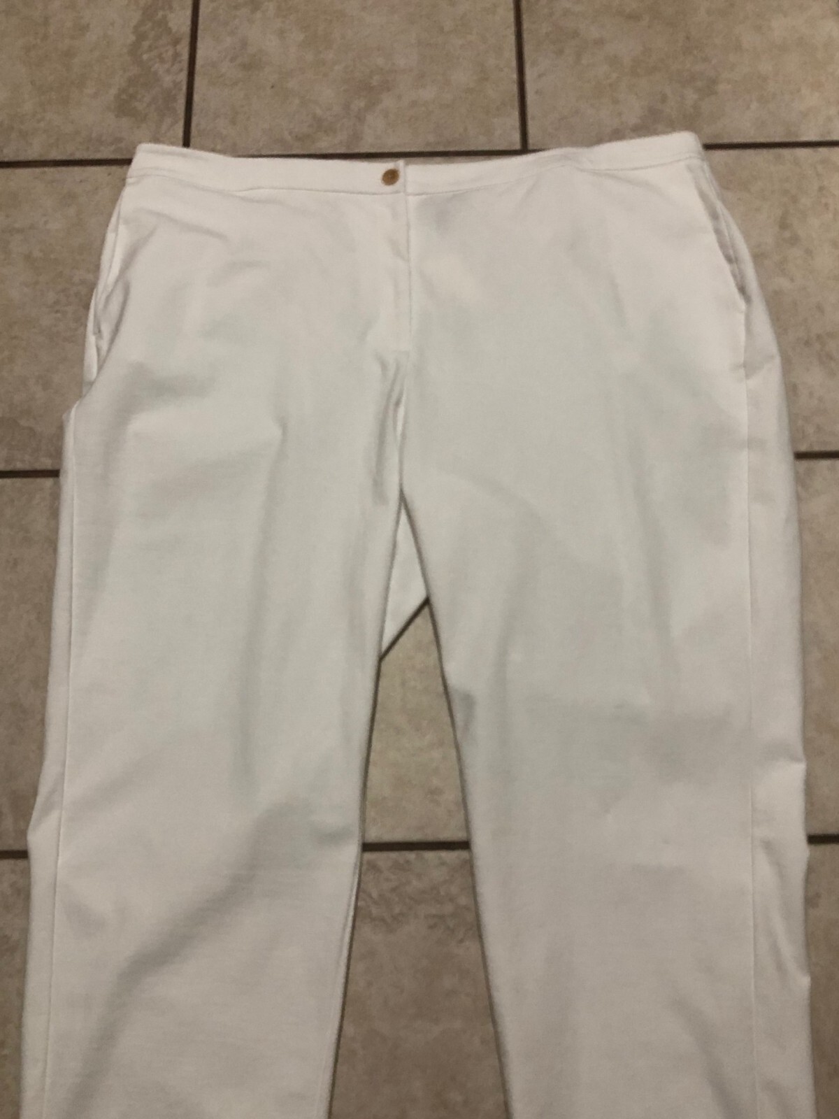 NWT EILEEN FISHER “3X” WHITE ORG COTTON BLEND PONTE HI WAISTED ANKLE PANTS $178