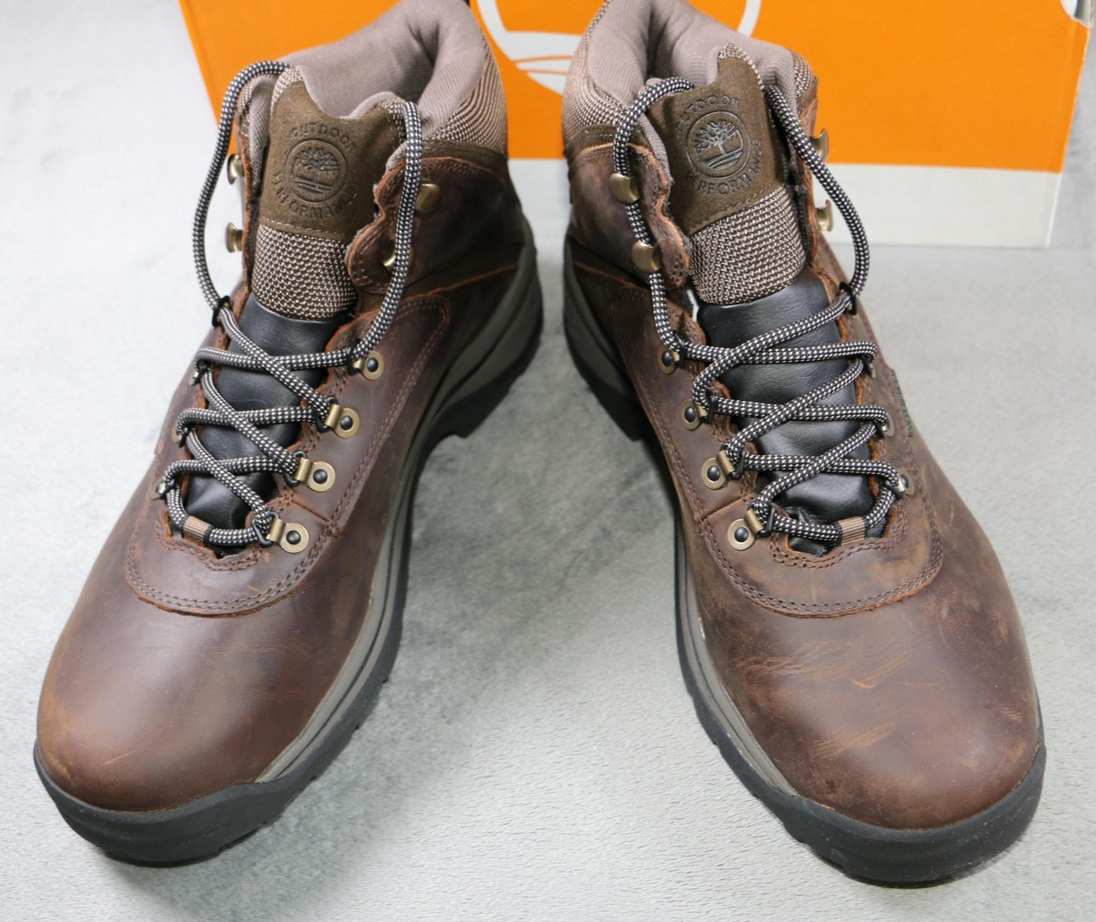 Timberland White Ledge Waterproof Mid Hiker Boots Mens Size 12 Brown Full Grain