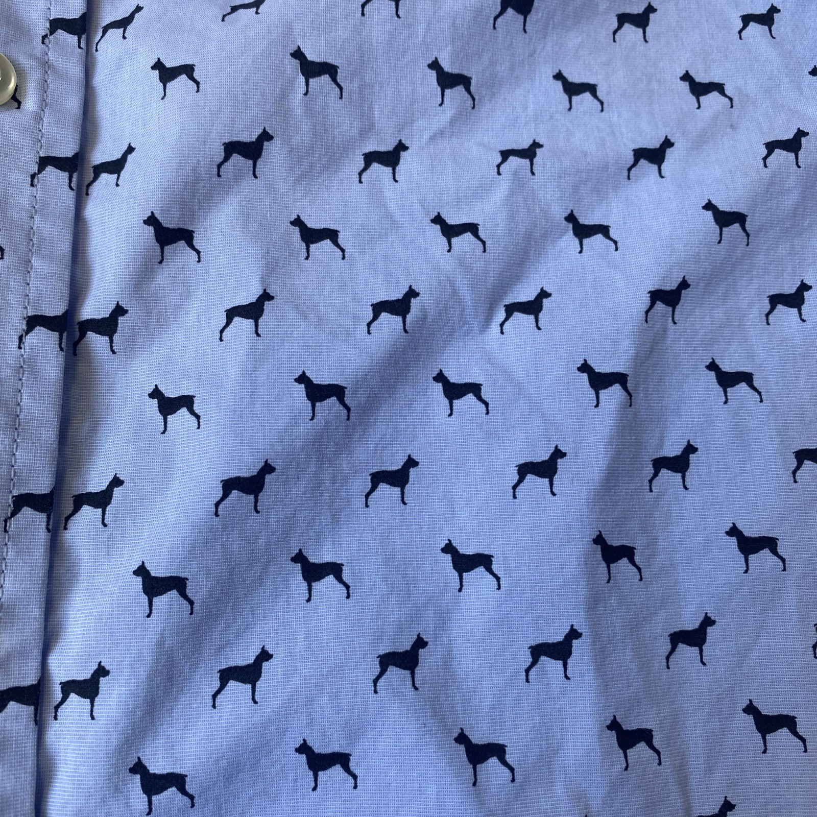 Banana Republic All Over Dog Print Large Slim Flex Fit Tech Stretch Cotton
