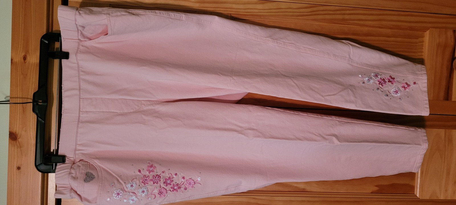 Quacker Factory Dream Jeannes Pink Floral Embroidered Stretch Pull on Jeans 2X