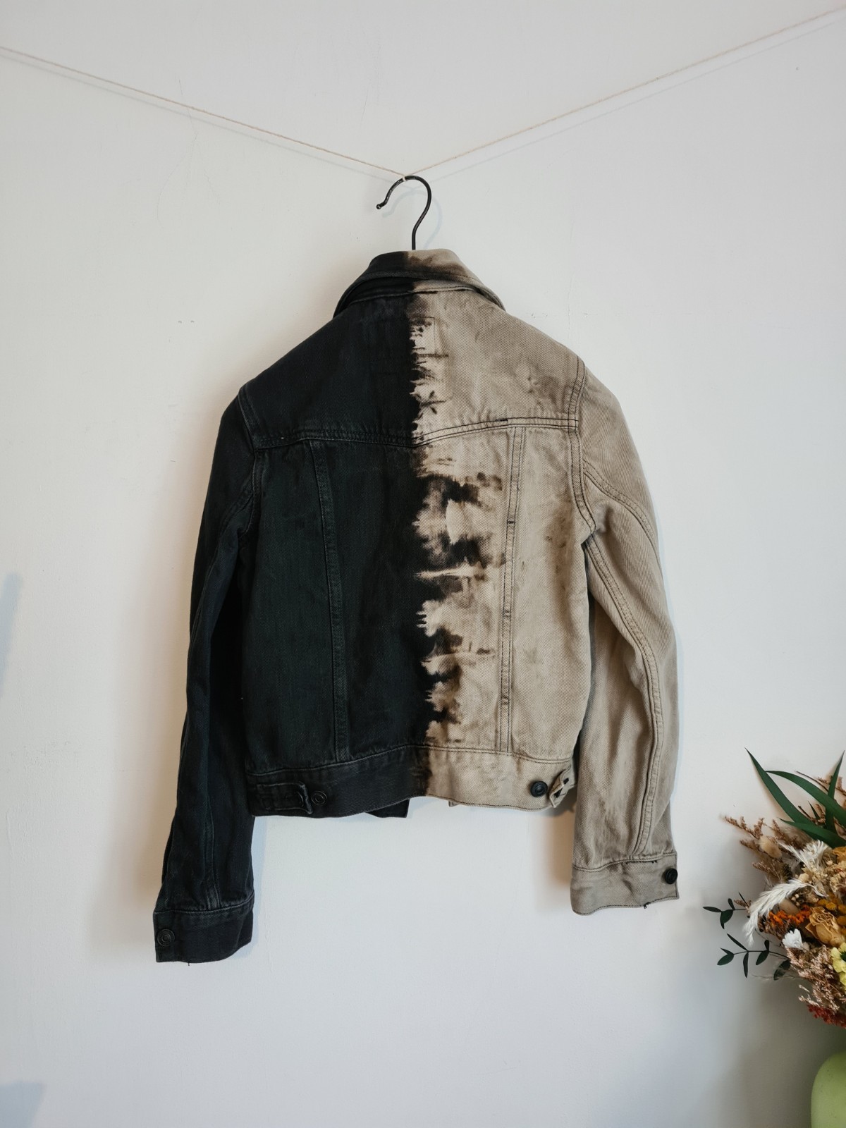 Bleach Dyed Woman’s All Saints Denim Jacket – Half/Half Style – Size (XS – 6)