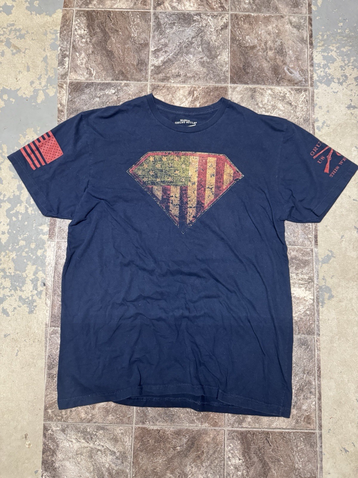 Grunt Style Super Patriot 2.0 T-Shirt Men’s XL Navy Blue American Flag Tee