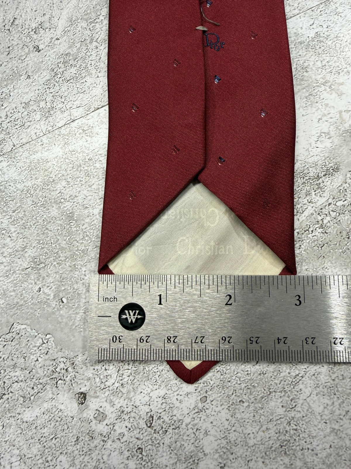 Christian Dior 95% Polyester-5% Silk Tie Mens One Size Red Polka Dot Necktie VTG