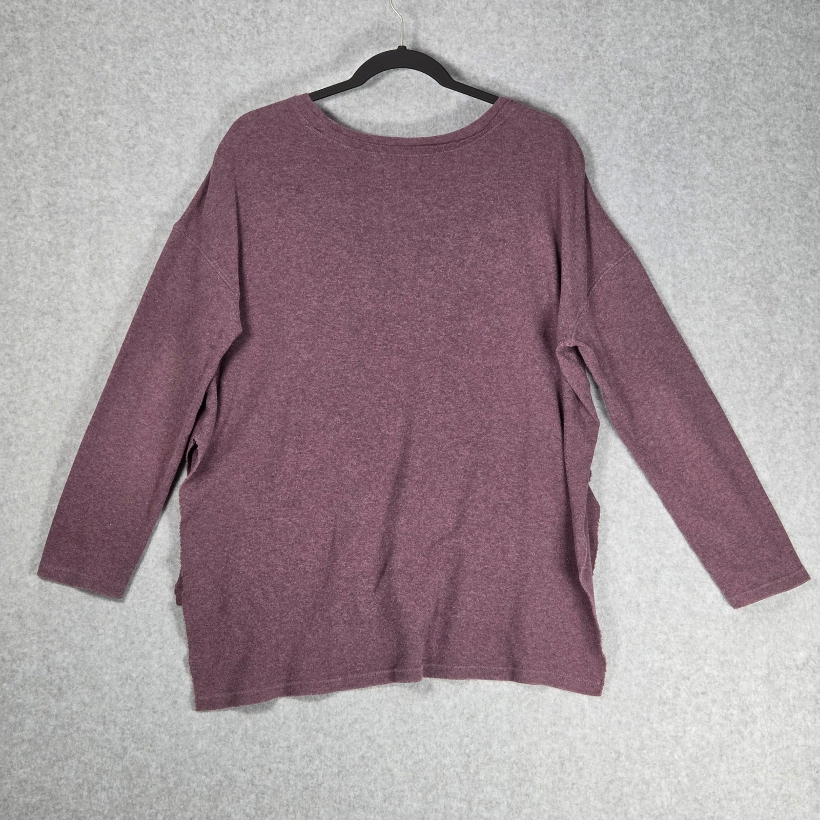 Pact Women Small Oversize High Low Long Sleeve Top Mauve Organic Cotton