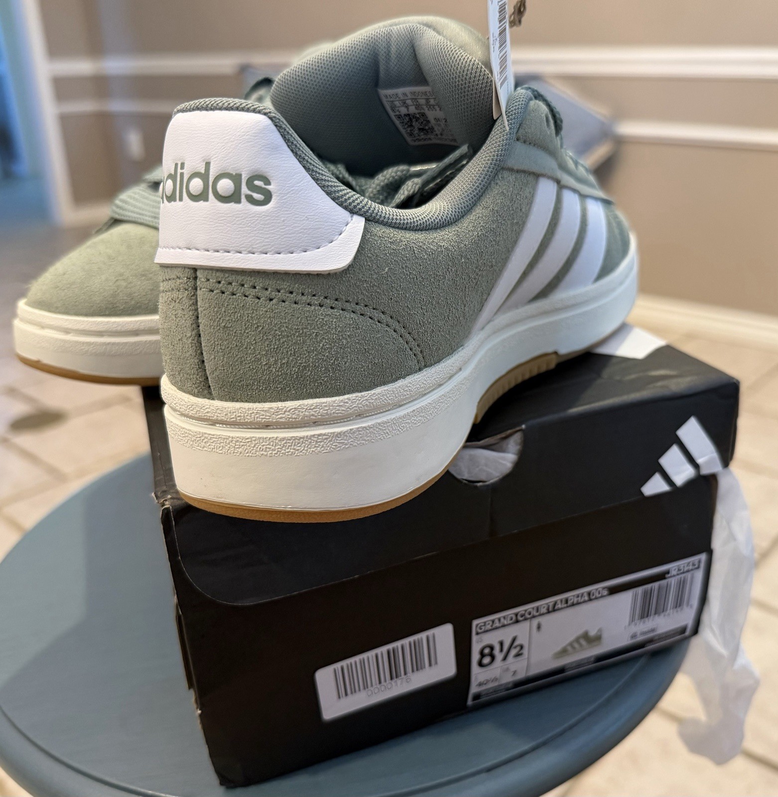 Adidas Grand Court Alpha 00’s 8.5W Sage Green Cloudfoam Low Top Lace-Up Suede