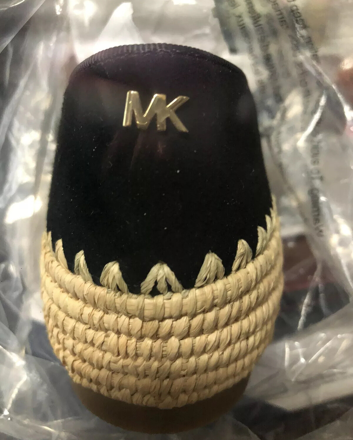 NEW! MICHAEL KORS Bahia Suede and Jute Flat Black Size 9M