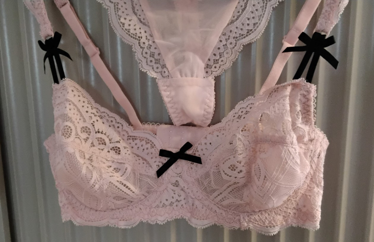TDR BOUTIQUE None Padded Lace Balconette Bra thong set Pink SZ EUR 80DD UK36DD