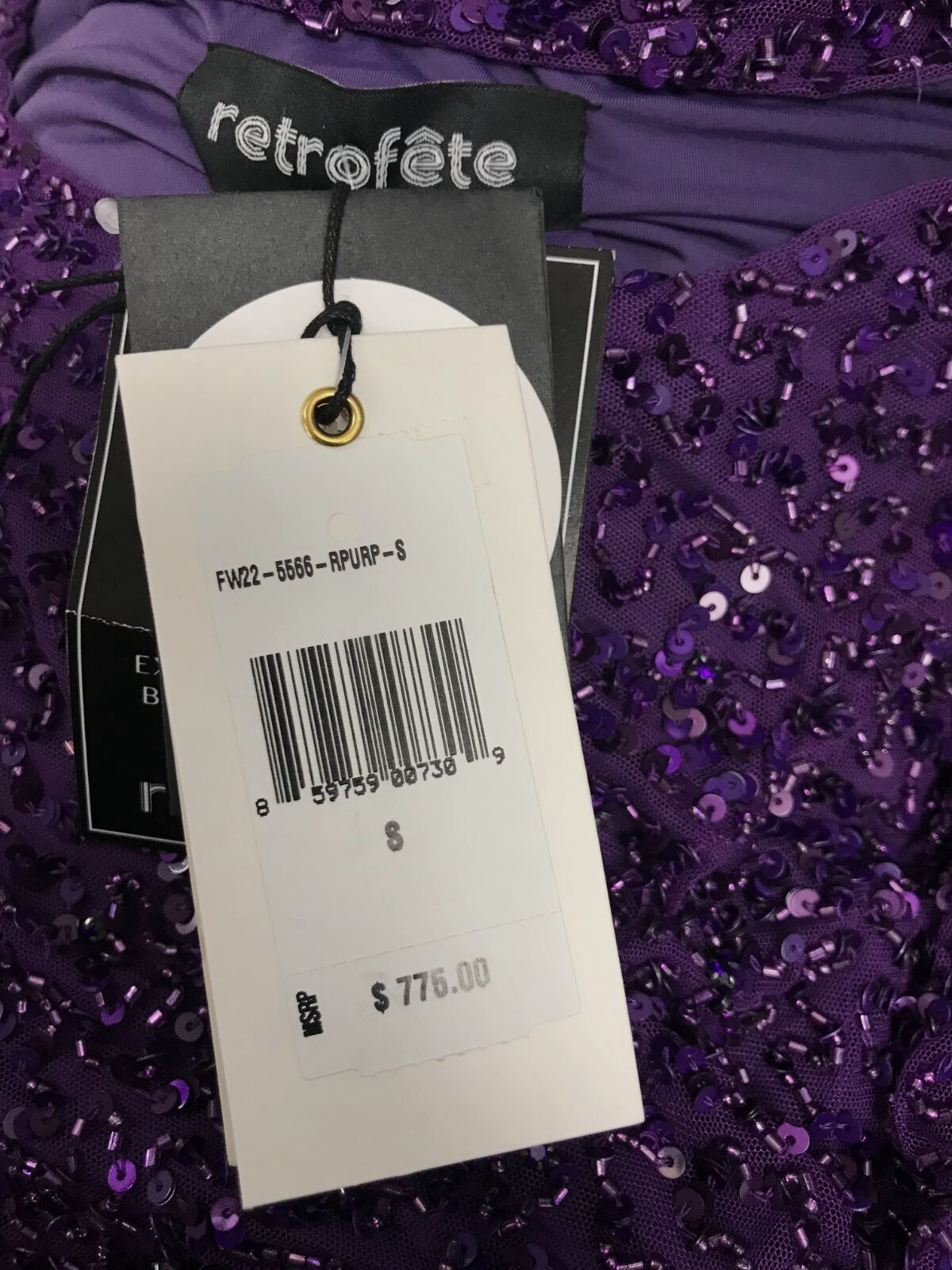 $775 Retrofete Women’s Purple Carnegie Embellished Tulle Mini Dress Size S