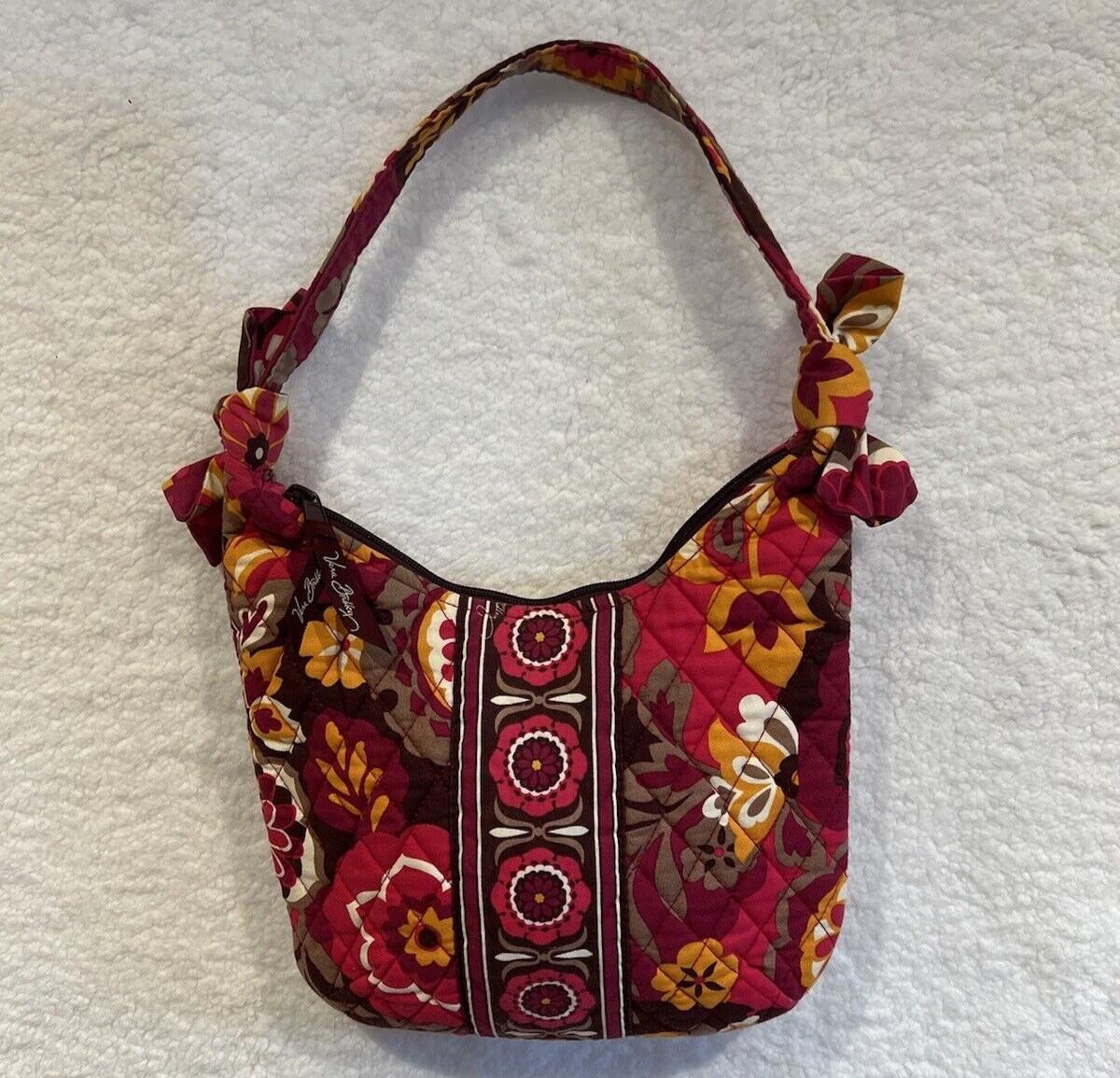 Vera Bradley Fuchsia Orange Tan Over The Shoulder Olivia Carnaby Purse Ret. 2009