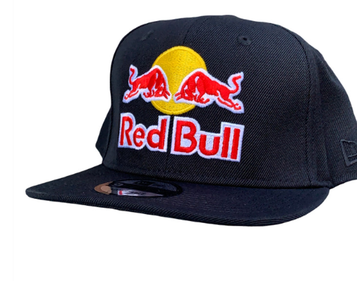 R – Black Flat Brim Twill Snapback Cap. 3 Logos. Racing. F1. MotoGP. Supercross.