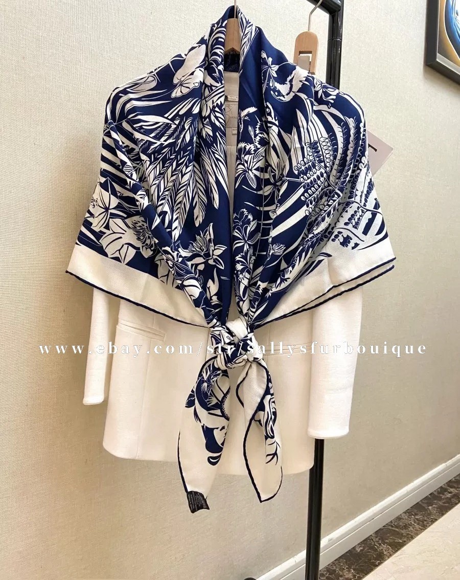 Sallys 70% Cashmere & 30% Silk Wrap Scarf Flamingo Print Double Face Shawl 53″