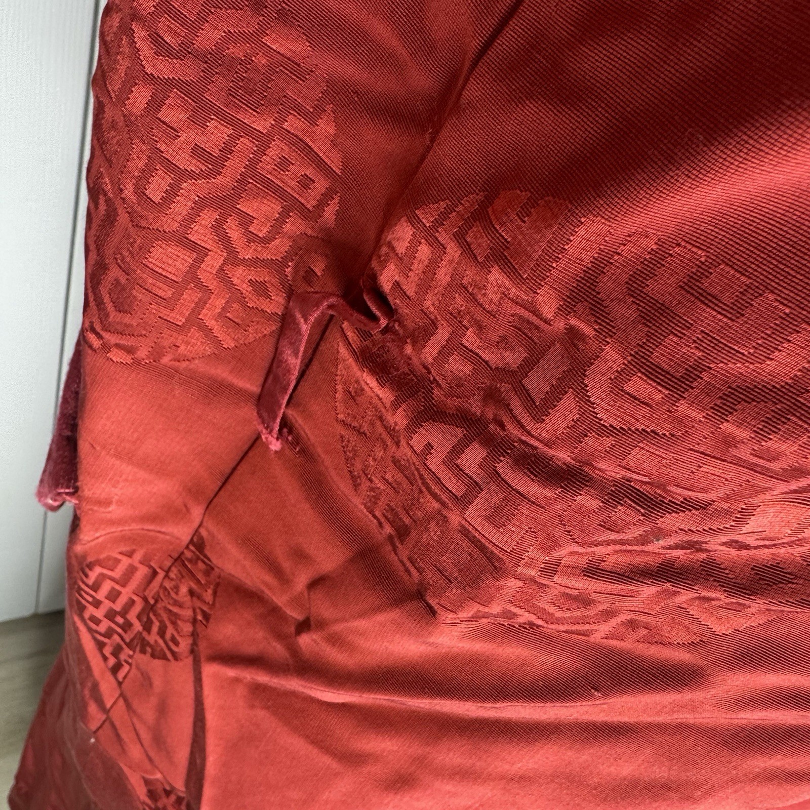 Vintage 1950s Oriental Chinese Red Satin Robe Brocade Smoking Size 42 Med/Large