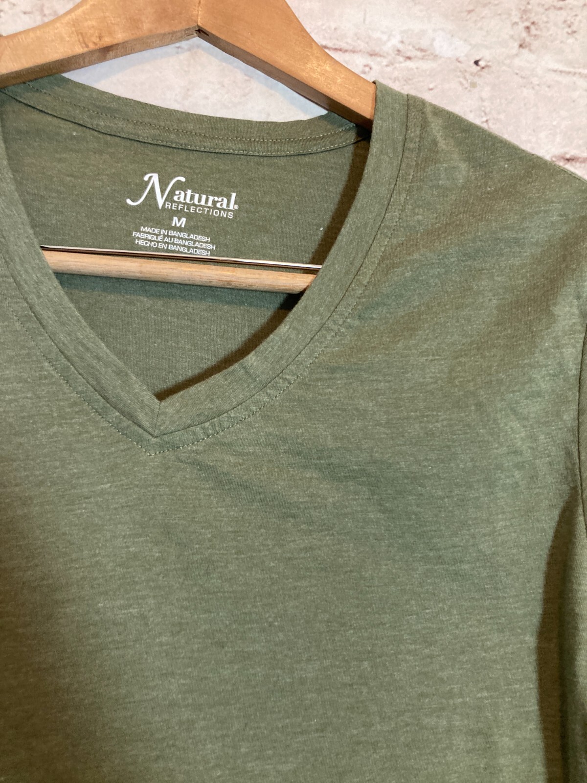 Natural Reflections Top Womens Medium Olive Green Pullover Layering Tee Cotton