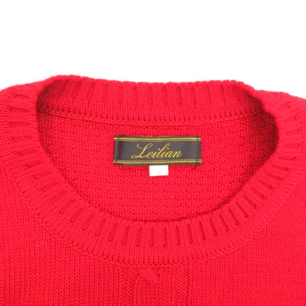Leilian Wool Red Cable Knit Sweater Women Size 13 US M 22in (56cm)