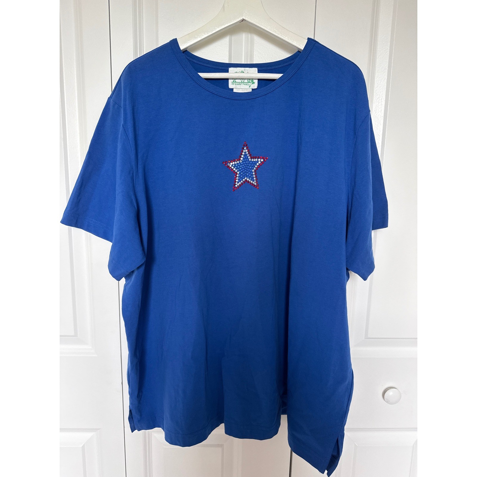 The Quacker Factory Cotton Tshirt Women 4th of July Holiday American Flag Star