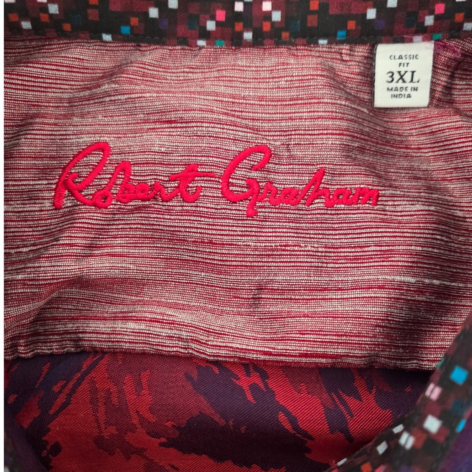 Robert Graham Mens Expressionist L/S Flip Cuff Raspberry Button Shirt Sz 3XL