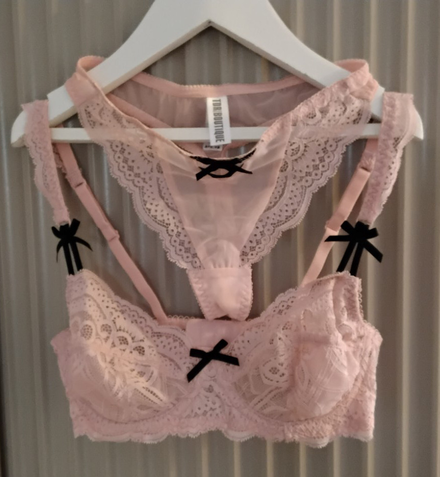 TDR BOUTIQUE None Padded Lace Balconette Bra thong set Pink SZ EUR 80DD UK36DD