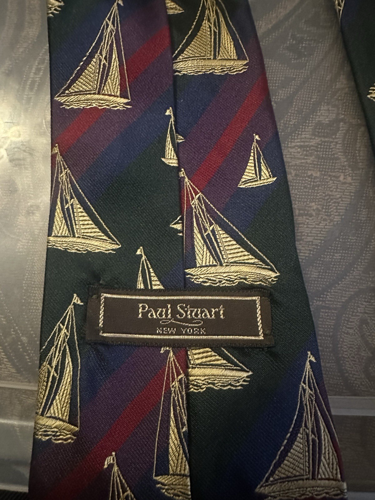 Paul Stuart Men’s All Imported Silk Nautical Necktie Made In USA