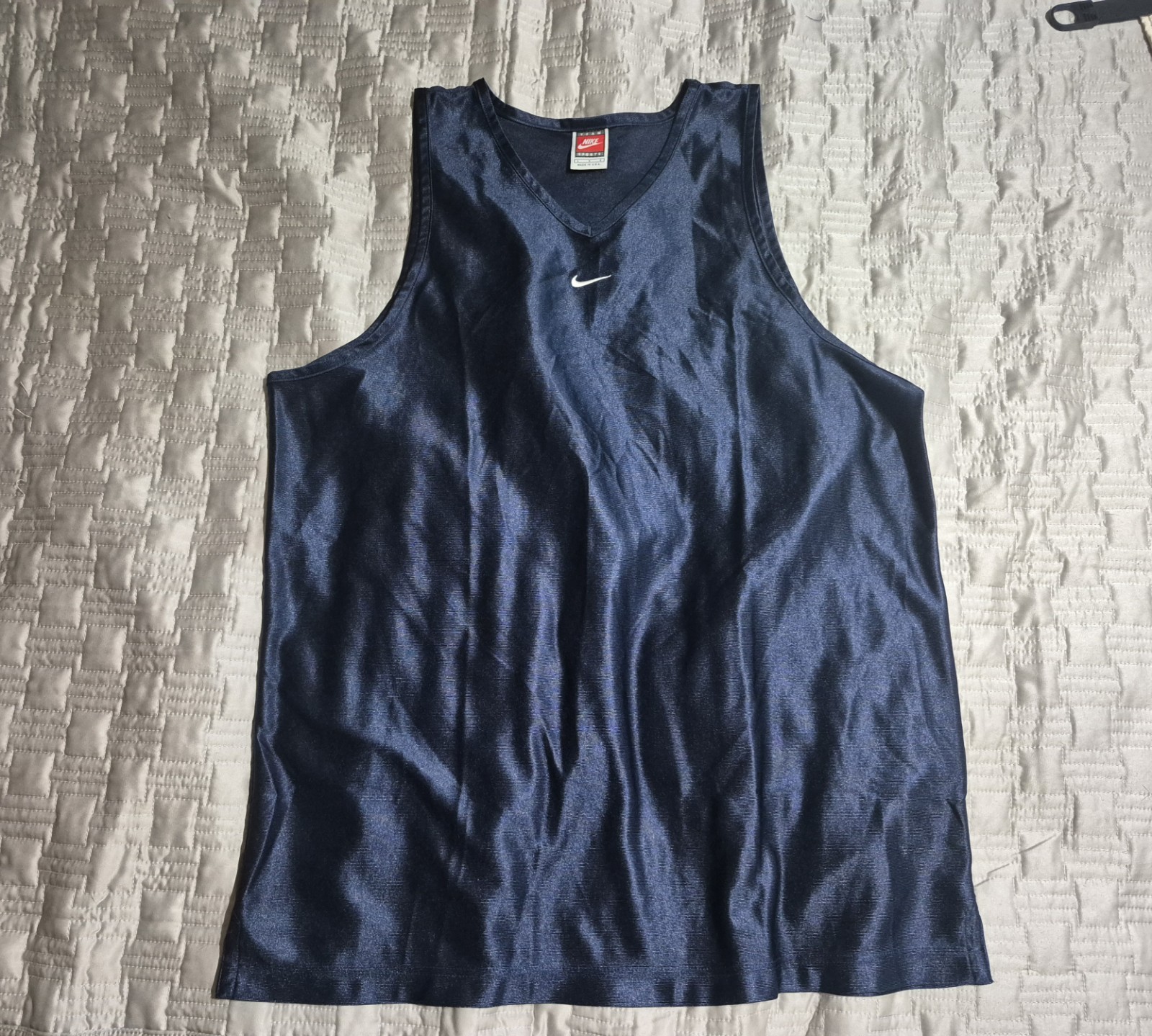 Nike Basketball Jersey Tank Top MEN’S Large Navy Blue Shiny Silky