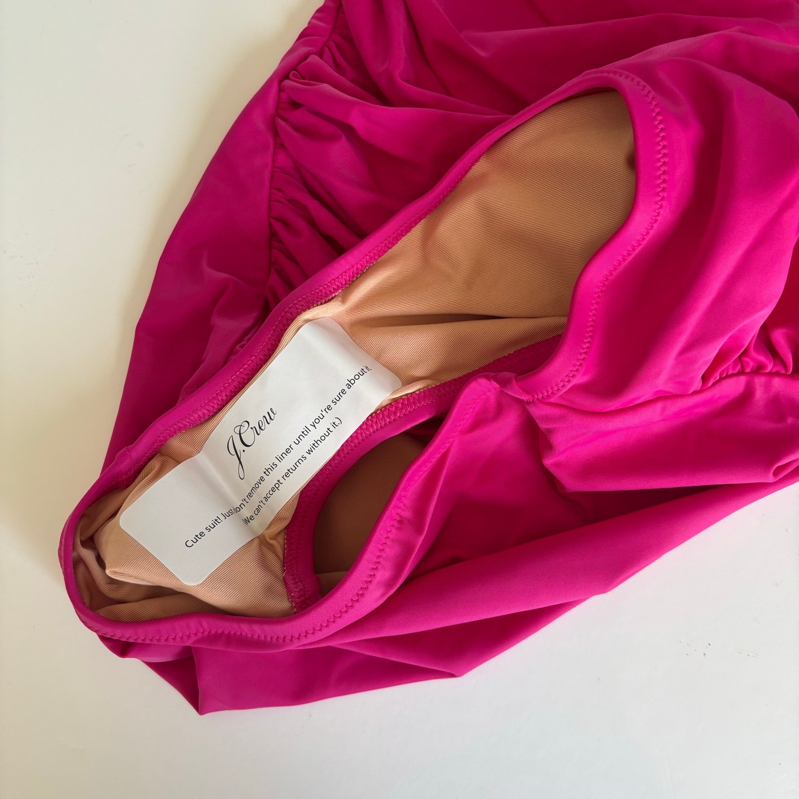 J.Crew Radiant Fuchsia Ruched V-Neck One Piece Swimsuit Women’s Size 14 NWT