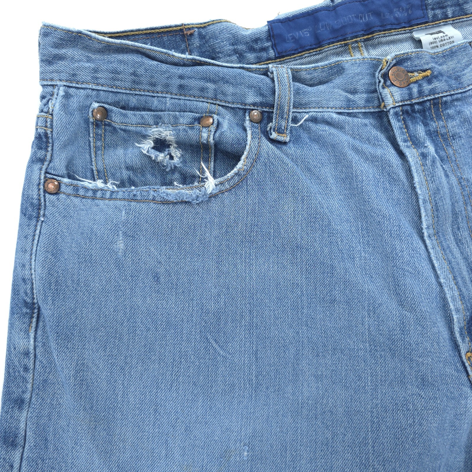 Levis Low Boot Cut 527 Jeans 36×32 Mens Low Rise Distressed 00s Alternative Y2K