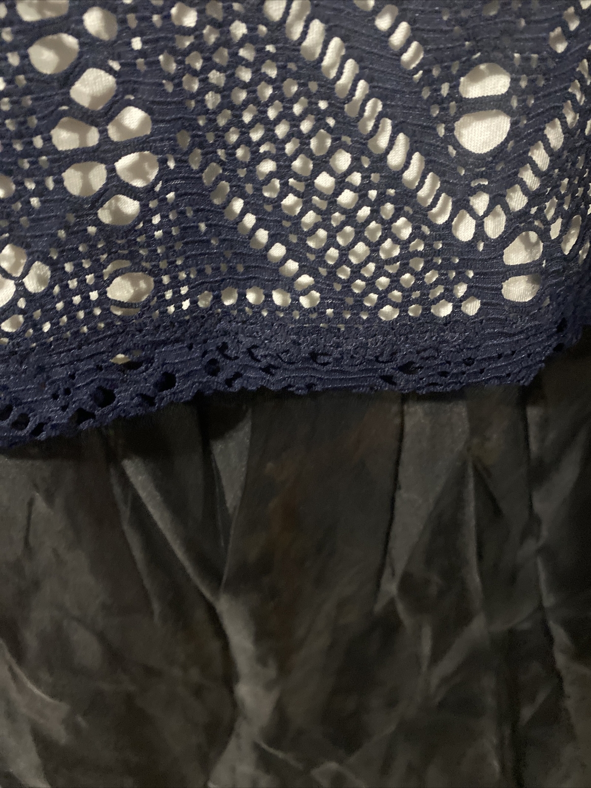 chicos size 2 navy crochet over white sleeveless tank
