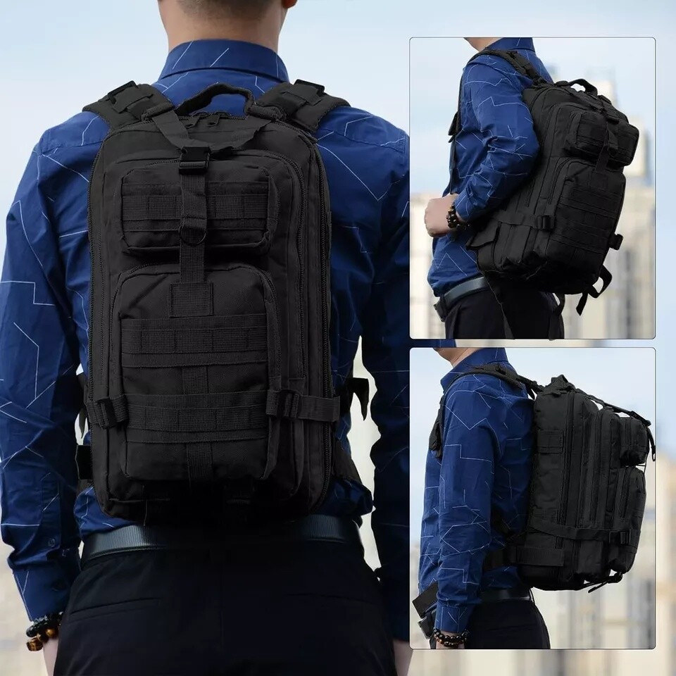 30L Military Black Tactical Backpack Rucksack Camping Hiking Bag Outdoor Travel