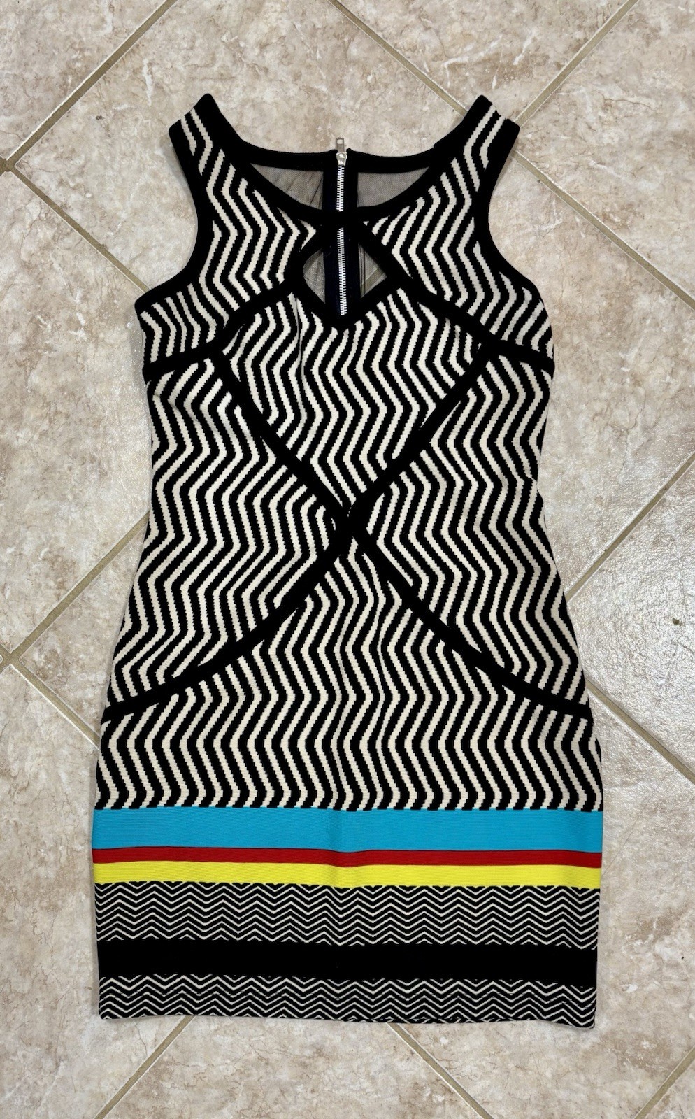 VTG Y2k Lipstick Black/Cream Herringbone Retro Grunge Dress