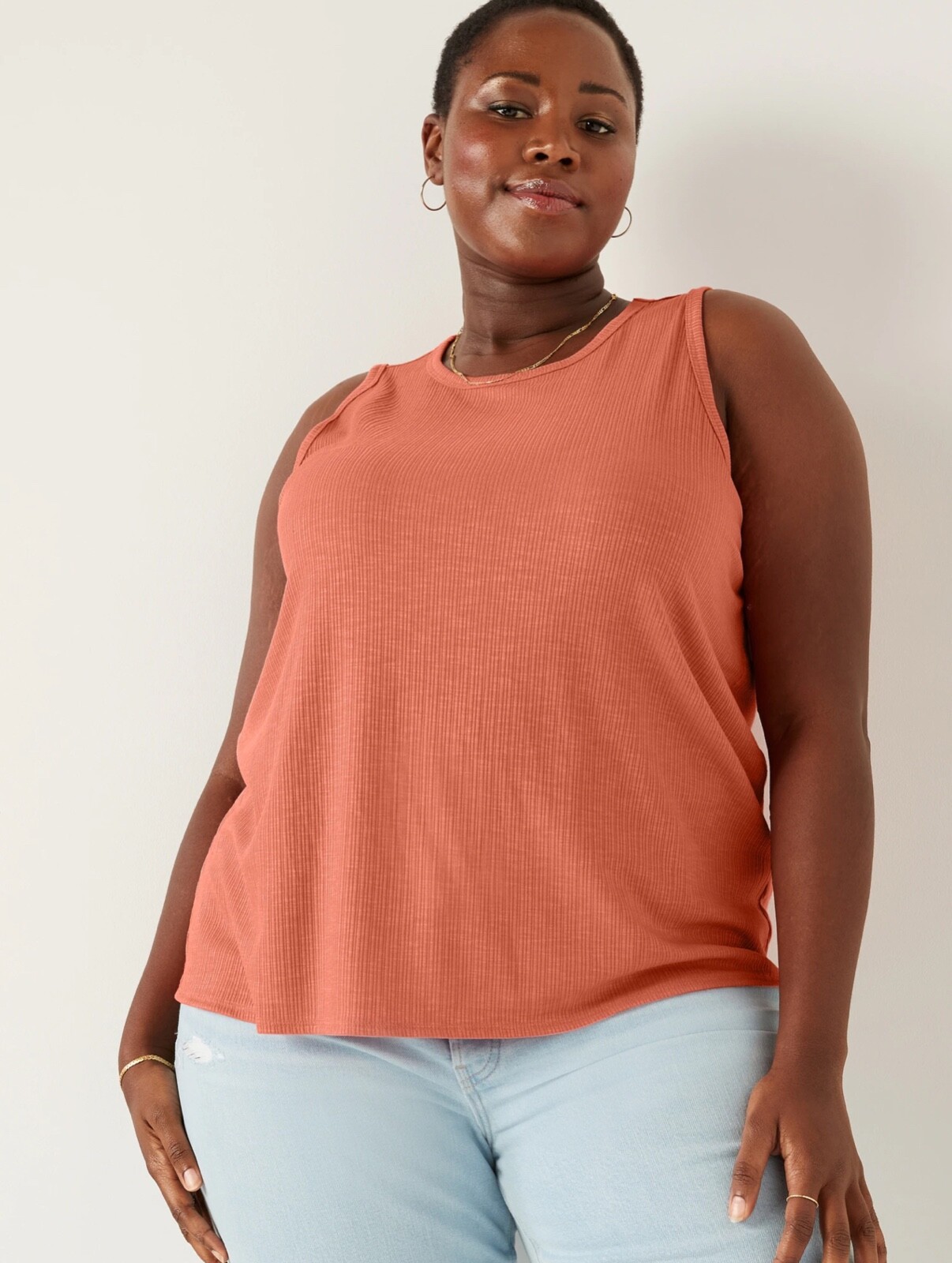 Old Navy Women’s Luxe Rib-Knit Swing Tank Top Sugar Poppy Size XXL or 2X