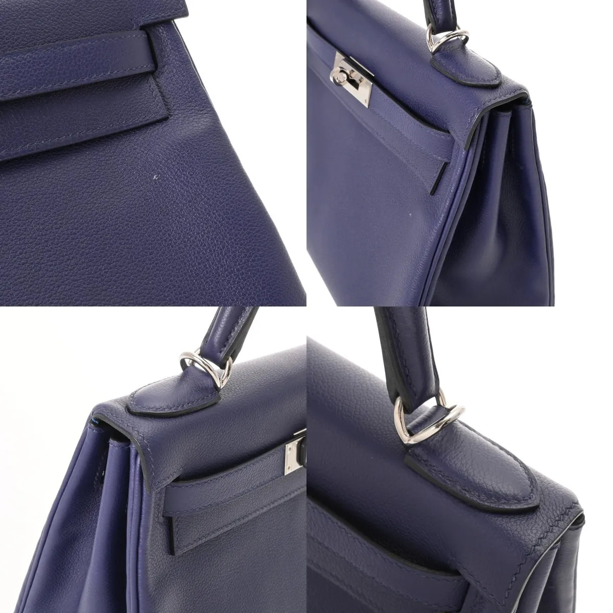 Hermes Kelly 28 Retourne Verso 717615 Handbag Blue #WB237